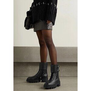 Gucci Nappa Frances GG Matelassé Combat Boots Black 37.5